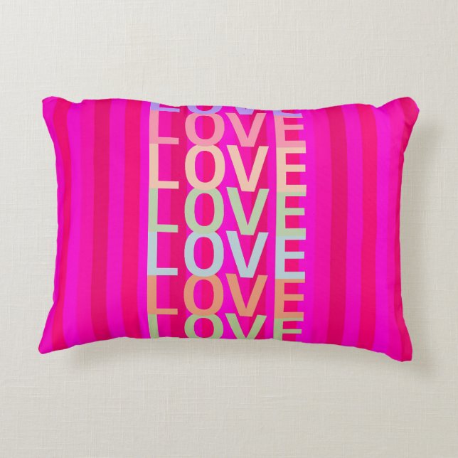 Hot Pink and Red "LOVE" Accent Pillow (Back)
