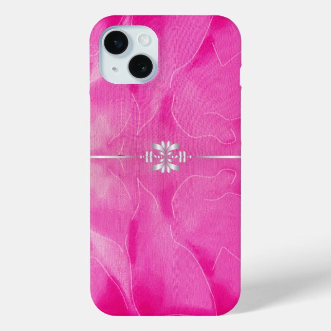 Hot Pink and Silver Case-Mate iPhone Case (Back)