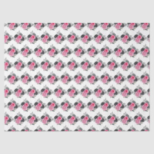 Hot Pink and Silver Elegant Flowers Tissue Paper