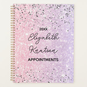 Hot Pink and Silver Glitter Personalized 2024  Planner