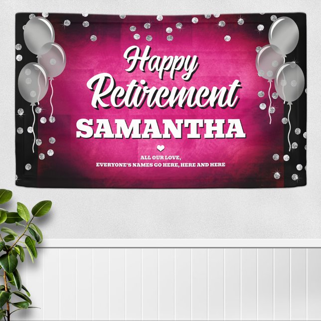 Hot Pink and Silver Happy Retirement  Banner (Creator Uploaded)