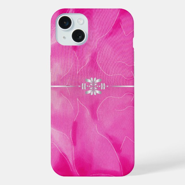 Hot Pink and Silver Iphone Case (Back)
