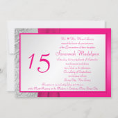 Hot Pink and Silver Photo Quinceanera Invitation (Back)