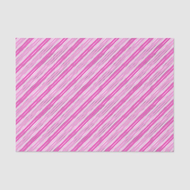 Hot Pink and Silver Stripes Tissue Paper (Front)