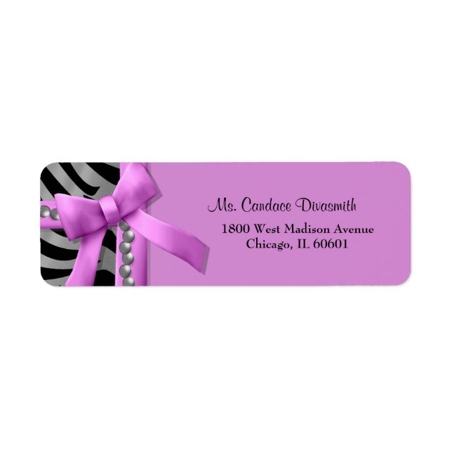 Hot Pink And Silver Zebra Stripe With Silver Gem Label (Front)