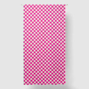 Hot pink and tan checkerboard pattern blackout curtains