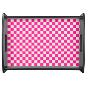 Hot pink and tan checkerboard pattern serving tray