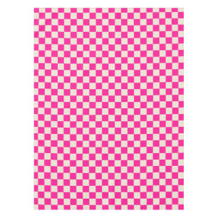 Hot pink and tan checkerboard pattern tablecloth
