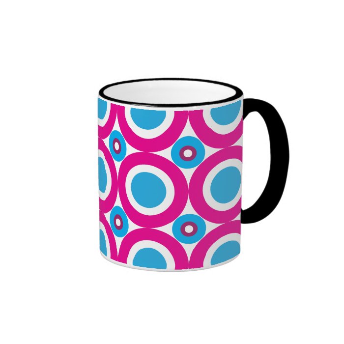 Hot Pink and Teal Polka Dots Pattern Coffee Mug