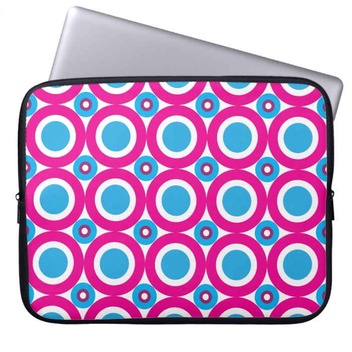 Hot Pink and Teal Polka Dots Pattern Computer Sleeve