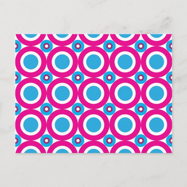 Hot Pink and Teal Polka Dots Pattern Postcard (Front)