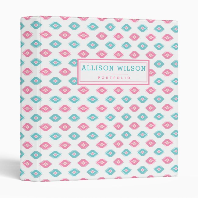 Hot Pink and Turqoise Geometric Aztec Pattern