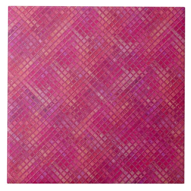 Hot Pink and Violet Marbled Grunge Tile 6x6 (Front)