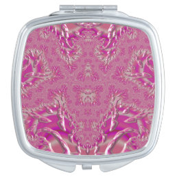 Hot Pink and white 3D Fractal ~  Compact Mirror