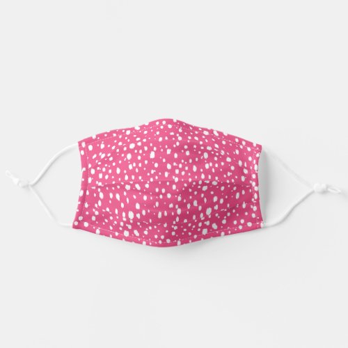 Hot Pink and White Abstract Dots Pattern Adult Cloth Face Mask