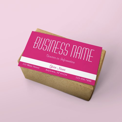 Hot Pink and White Business Card