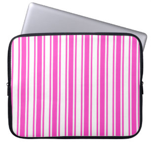 Hot pink and white candy stripes laptop sleeve
