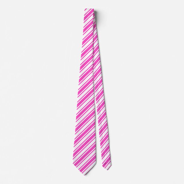 Hot pink and white candy stripes neck tie (Front)