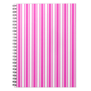 Hot pink and white candy stripes notebook