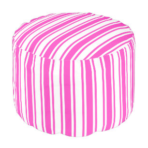 Hot pink and white candy stripes pouf