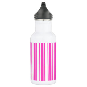 Hot pink and white candy stripes stainless steel water bottle