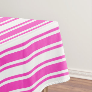 Hot pink and white candy stripes tablecloth