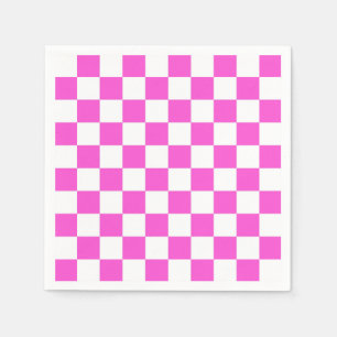 Hot Pink and White Checker Pattern Napkins