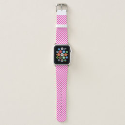 Hot Pink and White Checkerboard Custom Pattern Apple Watch Band
