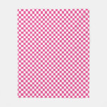 Hot Pink and White Checkerboard Fleece Blanket