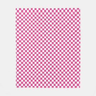 Hot Pink and White Checkerboard Fleece Blanket