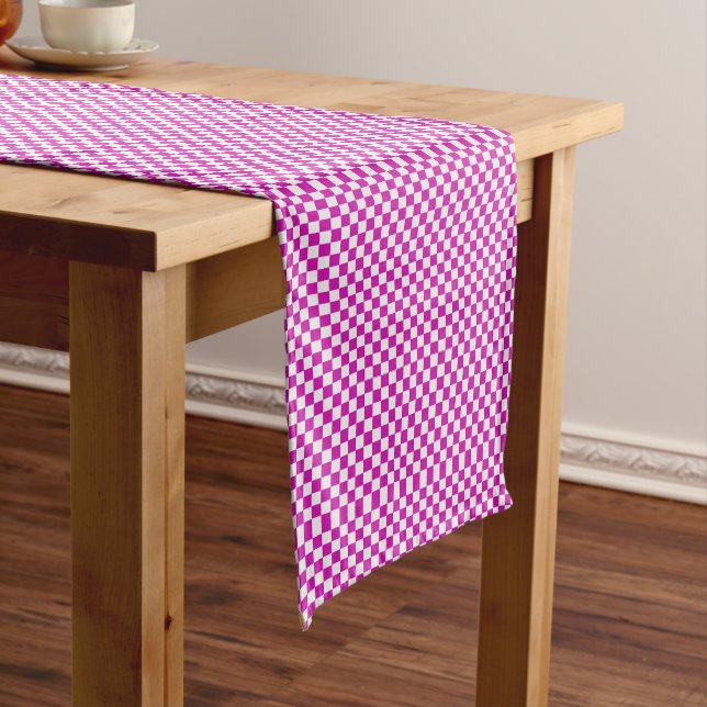 Hot Pink and White Checkered Table Runner (In Situ)
