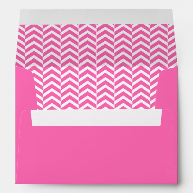 Hot Pink and White Chevron Pattern Envelope (Back (Bottom))