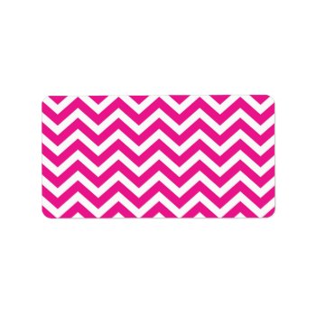 Hot Pink And White Chevron Pattern Label by greatgear at Zazzle