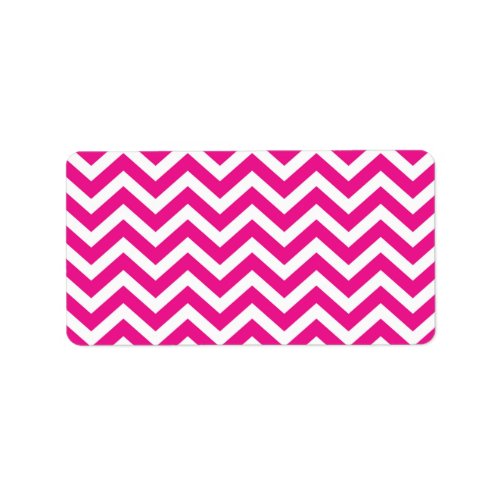 Hot Pink and White Chevron Pattern Label