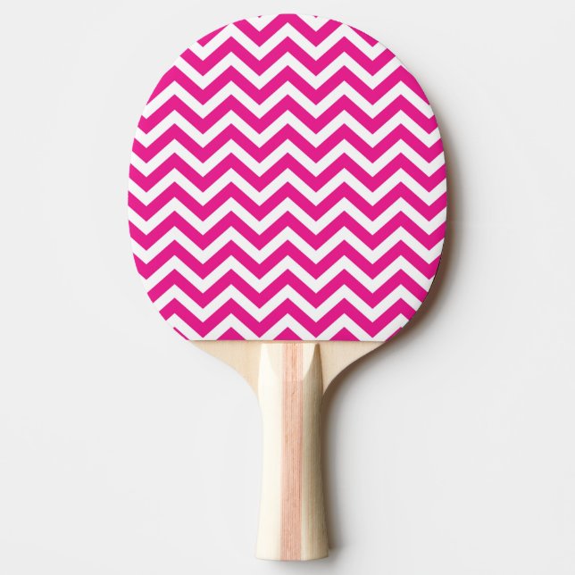 Hot Pink and White Chevron Pattern Ping-Pong Paddle (Front)