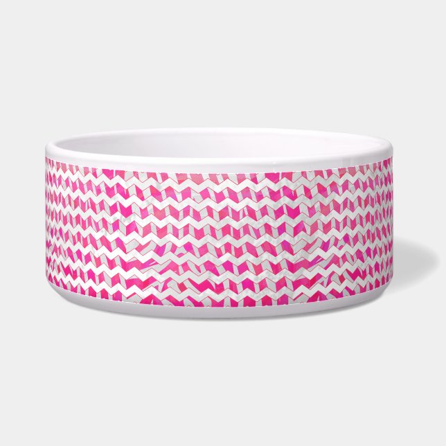 Hot Pink and White Chevron Zebra Bowl (Right)