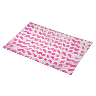 Hot Pink and White Chevron Zebra Cloth Placemat