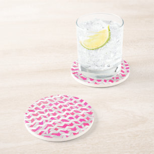 Hot Pink and White Chevron Zebra Coaster