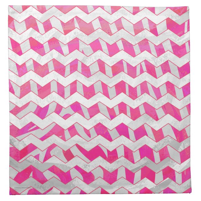 Hot Pink and White Chevron Zebra Napkin (Front)