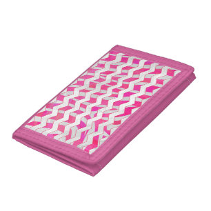 Hot Pink and White Chevron Zebra Tri-fold Wallet