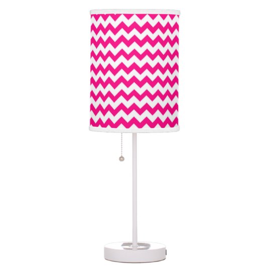 Hot Pink and White Chevron Zigzag Pattern Table Lamp ...