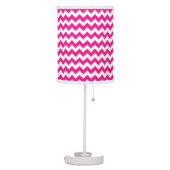 Hot Pink and White Chevron Zigzag Pattern Table Lamp (Left)