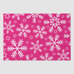 Hot Pink and White Christmas Snowflakes Tissue Paper