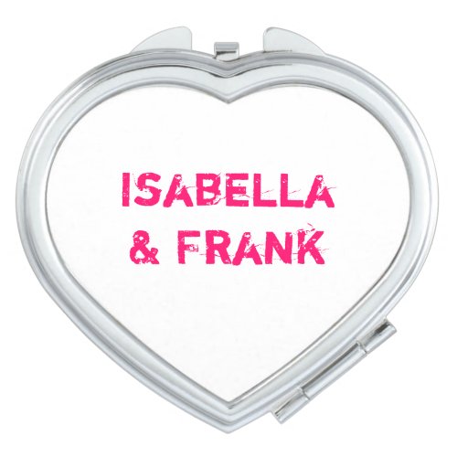 Hot Pink and White Conversation Heart Compact Mirror