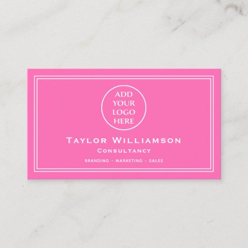Hot Pink And White Corporate Company Business Logo Business Card