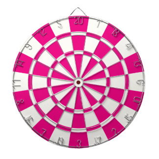 Hot Pink And White Dartboard With Darts