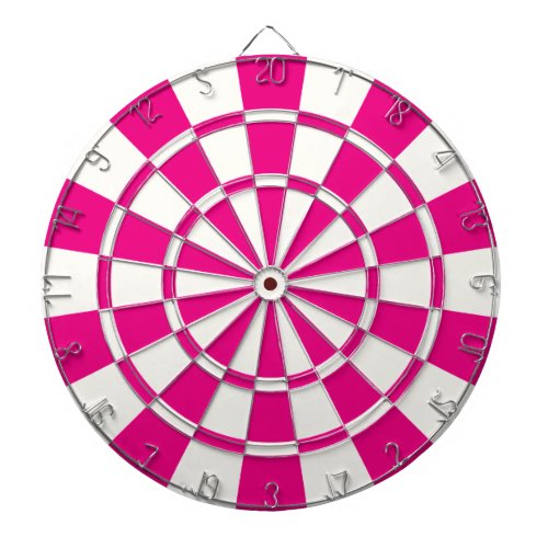 Hot Pink And White Dartboard With Darts