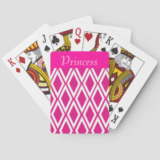 Hot Pink and White Diamonds Poker Cards
