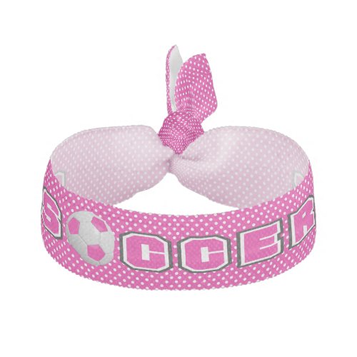 Hot Pink and White Dots  Soccer Ball Elastic Hair Tie