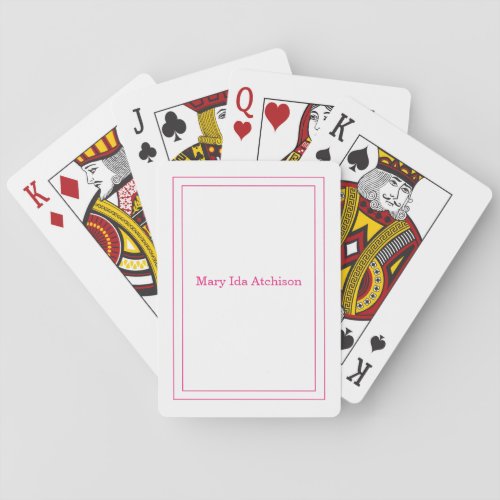 Hot Pink and White Double Border Deck of Cards